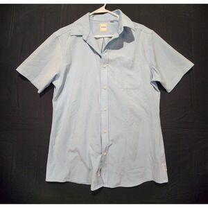 Rowm Men's Casual Short Sleeve Button-Up Shirt Light Blue Size M